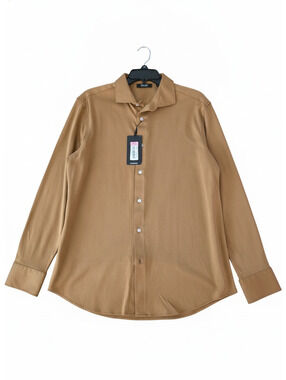 NWT Murano Men's Long Sleeve Button-Up Shirt in Tan, Size L